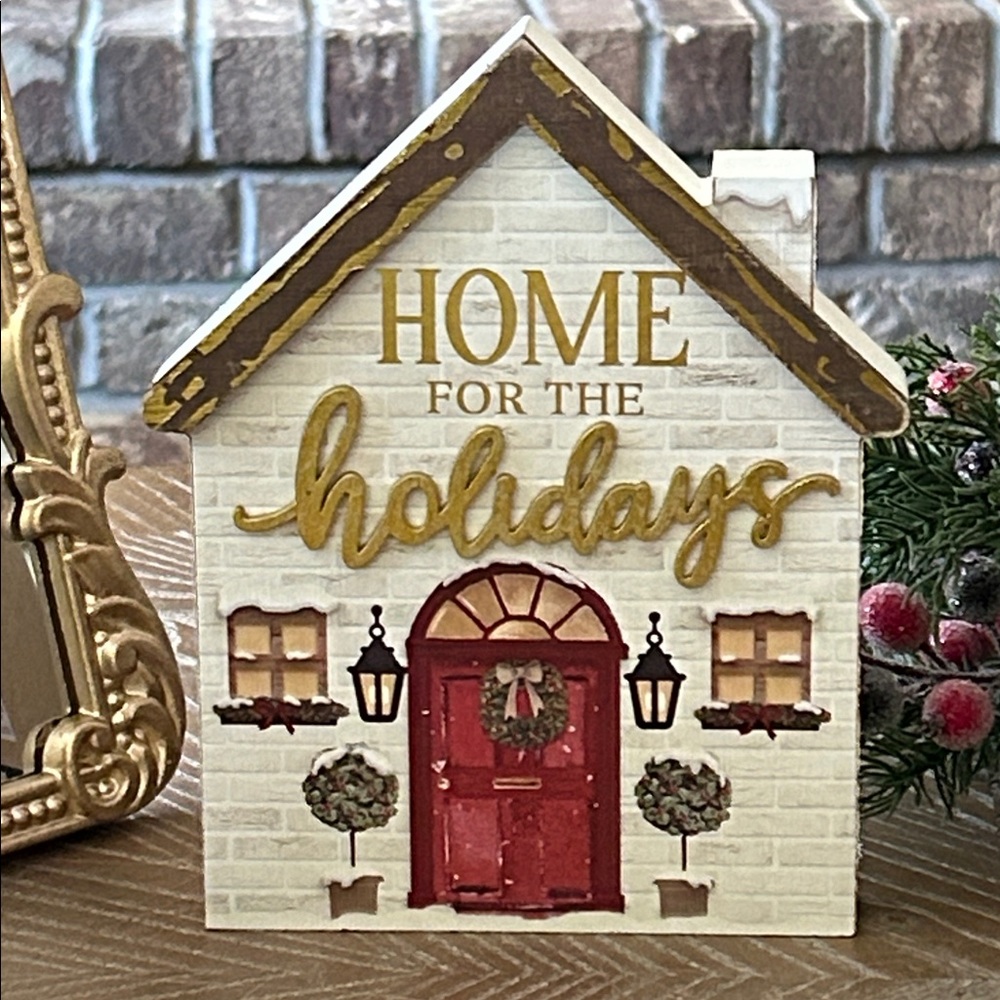 NEW! Shabby Chic Cottage Wood Home For The Holidays Christmas Village House - Picture 2 of 3